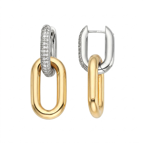 18K Diamond Double Link Drop Earrings